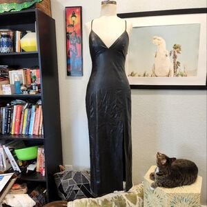 Zara Black Faux Leather Midi Dress